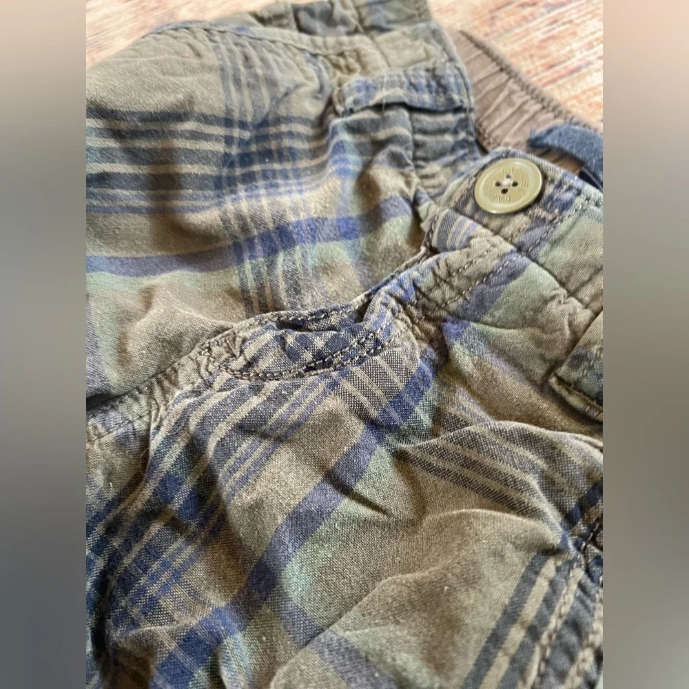 GAP Kids Plaid Cargo Shorts - Green and Blue